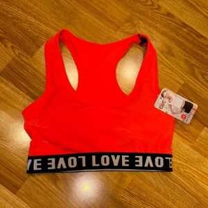 Love Hot Pink and Black Racerback Sports Bra